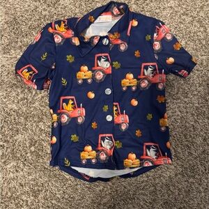 Kids' Navy Tractor Print Shirt